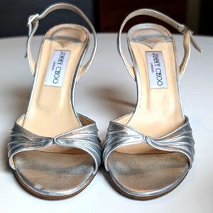 Jimmy Choo | Metallic Nappa Silver Heels | 39